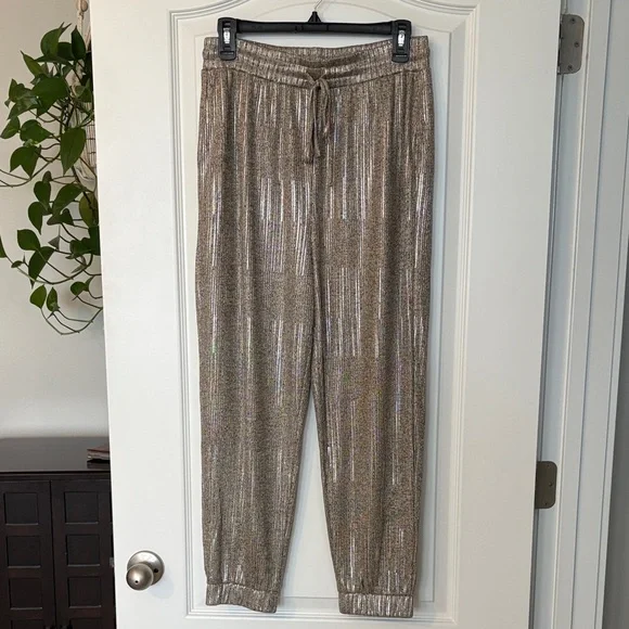BISHOP & YOUNG gold glittery joggers - Picture 2 of 11